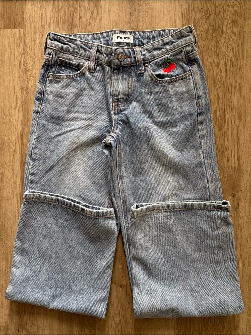 RSQ Tilly’s Kids Cherry Wide Legged Blue Denim Jeans Size 12